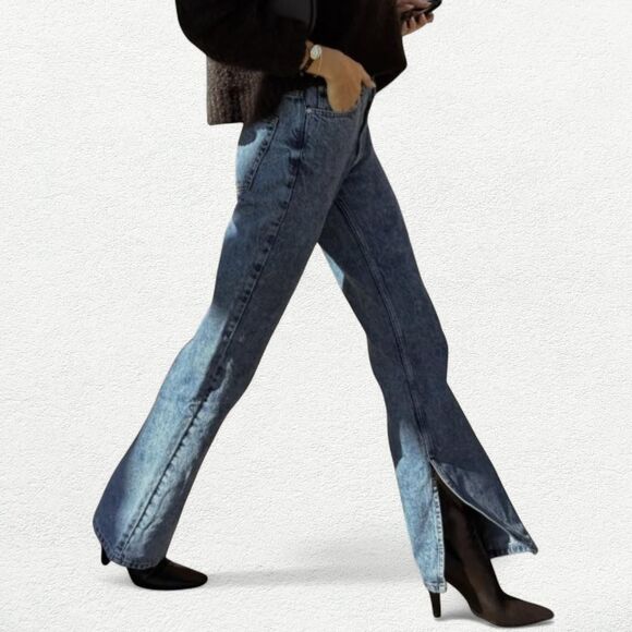 Represent Clothing Split Hem Straight Jean in Washed Blue - Picture 1 of 8